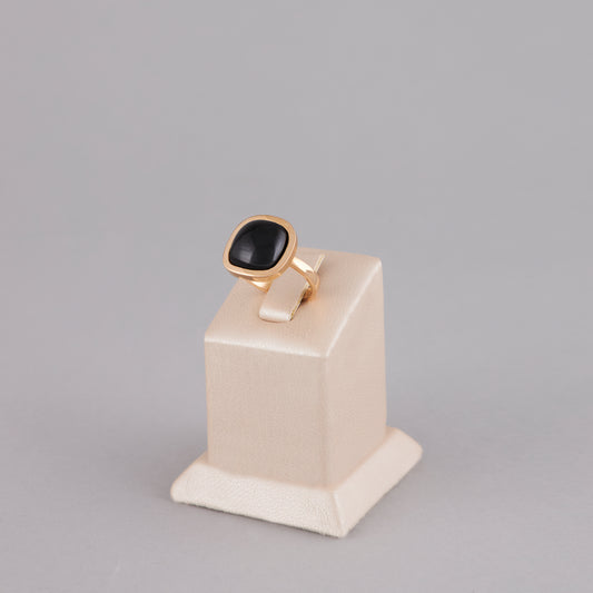 Bague Solitaire Onyx Noir et Or Rose 18 Carats