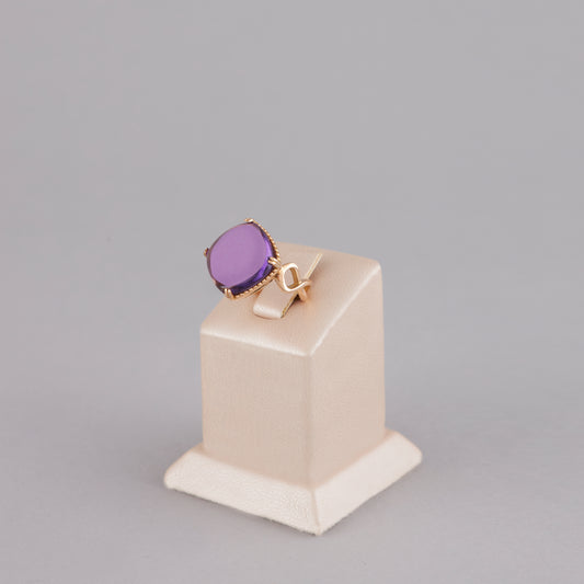 Bague Solitaire Améthyste et Or Rose 18 Carats